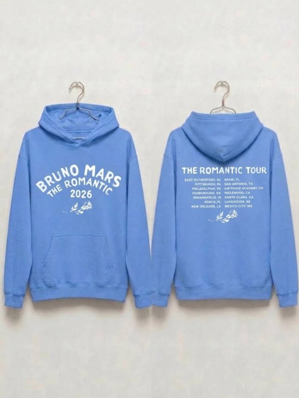 Bruno Mars The Romantic Tour Blue Hoodie 2026 Concert